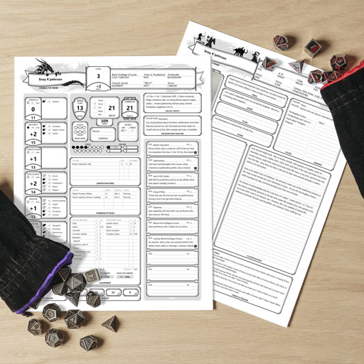 A reel containing multiple fill states of a homebrew Dungeons and Dragons 5th edition character sheet addition